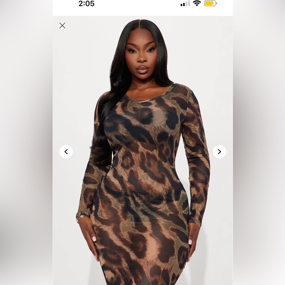 Fashion Nova Leopard Print Mesh Maxi Dress